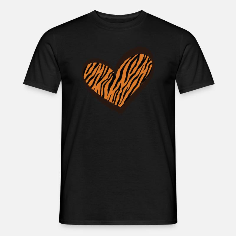 Heart Tiger Print Pattern - Männer T-Shirt - Schwarz