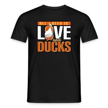 Ducks - All I Need Is Love And Ducks - Men's T-Shirt - black - Front - AI Model Male 178 light (178cm)