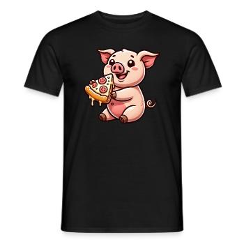 Schwein Cartoon Farmer Pizza Pizzaliebhaber - Männer T-Shirt - Schwarz - Vorne - AI Model Male 178 light (178cm)
