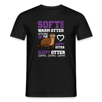 Soft Otter Warm Otter Happy Otter Lustiges T-Shirt - Männer T-Shirt - Schwarz - Vorne - AI Model Male 178 light (178cm)