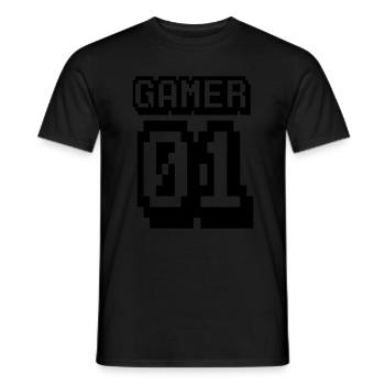 Gamer 01 02 03 Zocker Geschenk zocken Retro Game - Männer T-Shirt - Schwarz - Vorne - AI Model Male 178 light (178cm)