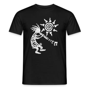 Native American Kokopelli Musican With Flute 3 - Männer T-Shirt - Schwarz - Vorne - AI Model Male 178 light (178cm)