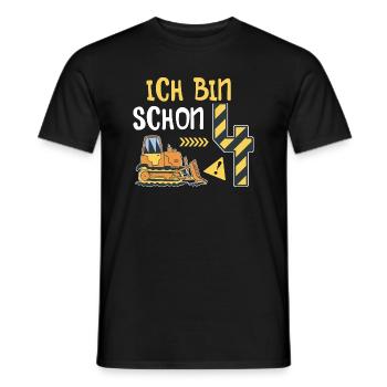Planierraupe 4. Geburtstag Junge Bauarbeiter - Männer T-Shirt - Schwarz - Vorne - AI Model Male 178 light (178cm)