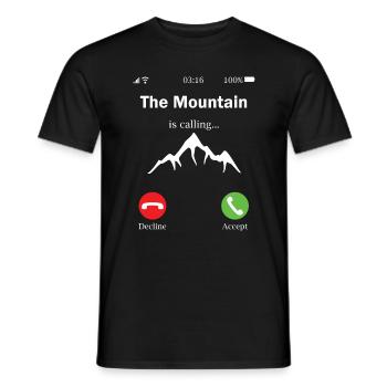 Hiking funny sayings mountain calls mountains phone - Men's T-Shirt - black - Front - AI Model Male 178 light (178cm)