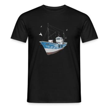 Fischkutter mit Seemöwen - Männer T-Shirt - Schwarz - Vorne - AI Model Male 178 light (178cm)