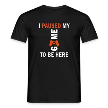 I paused my game shirt for gamers - Men's T-Shirt - black - Front - AI Model Male 178 light (178cm)