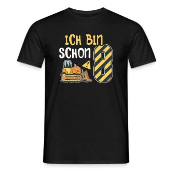 Planierraupe 8. Geburtstag Junge Bauarbeiter - Männer T-Shirt - Schwarz - Vorne - AI Model Male 178 light (178cm)