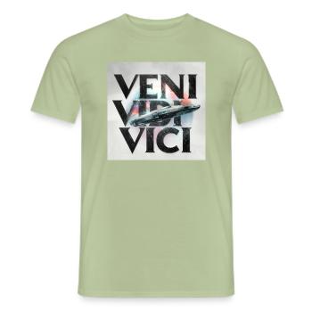inscription VENI VIDI VICI - Men's T-Shirt - sage - Front - AI Model Male 178 light (178cm)