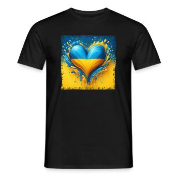 Ukraine Heart Flag Water Drop Design - Men's T-Shirt - black - Front - AI Model Male 178 light (178cm)