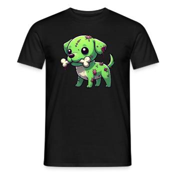 Mignon Halloween chien zombie beagle avec os - T-shirt homme - noir - Devant - AI Model Male 178 light (178cm)