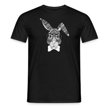 Rabbit with bow tie and glasses - Men's T-Shirt - black - Front - AI Model Male 178 light (178cm)