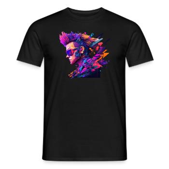 Punk rocker with sunglasses in pop art design - Men's T-Shirt - black - Front - AI Model Male 178 light (178cm)