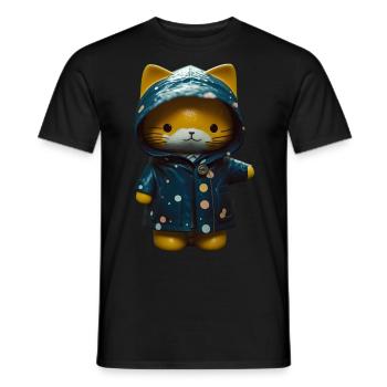Cadeau imperméable pour chat - T-shirt homme - noir - Devant - AI Model Male 178 light (178cm)