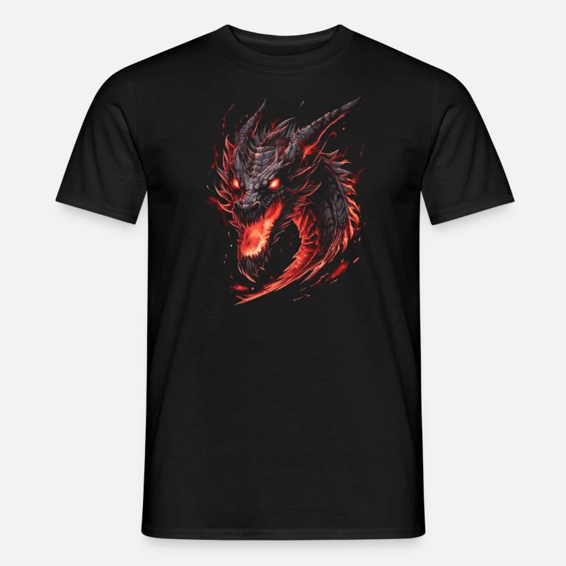 Feuerdrache Fantasy Drache - Männer T-Shirt - Schwarz