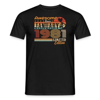 Birthday Gift - Born in January 1981 - Men's T-Shirt - black - Front - AI Model Male 178 light (178cm)