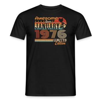 Cadeau d’anniversaire - né en janvier 1976 - T-shirt homme - noir - Devant - AI Model Male 178 light (178cm)