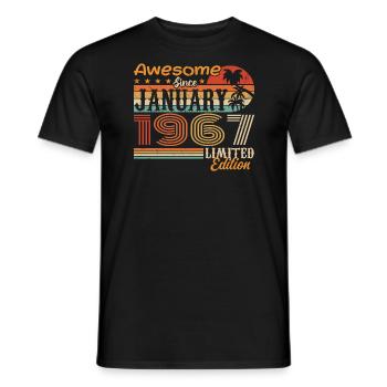 Cadeau d’anniversaire - né en janvier 1967 - T-shirt homme - noir - Devant - AI Model Male 178 light (178cm)