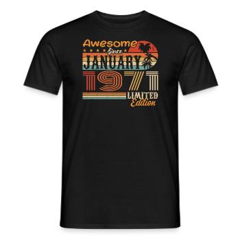 Birthday Gift - Born in January 1971 - Men's T-Shirt - black - Front - AI Model Male 178 light (178cm)
