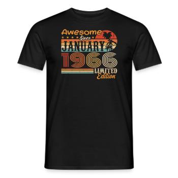 Birthday Gift - Born in January 1966 - Men's T-Shirt - black - Front - AI Model Male 178 light (178cm)