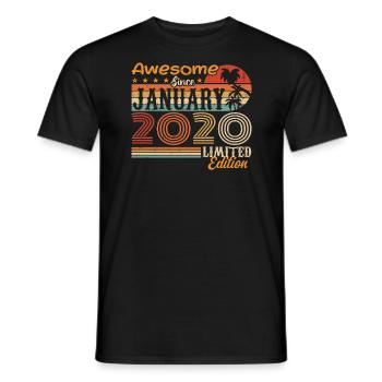 Cadeau d’anniversaire - Né en janvier 2020 - T-shirt homme - noir - Devant - AI Model Male 178 light (178cm)
