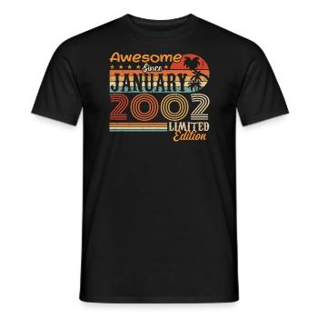 Cadeau d’anniversaire - Né en janvier 2002 - T-shirt homme - noir - Devant - AI Model Male 178 light (178cm)