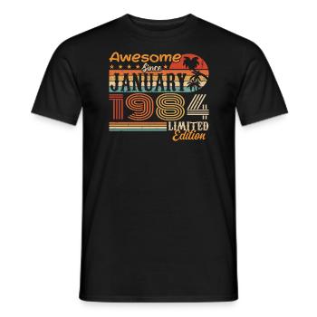 Cadeau d’anniversaire - né en janvier 1984 - T-shirt homme - noir - Devant - AI Model Male 178 light (178cm)