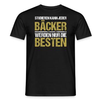 Anyone can study - Bäcker Edition - Men's T-Shirt - black - Front - AI Model Male 178 light (178cm)