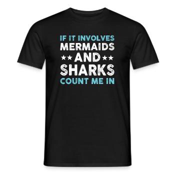 Funny Mermaids And Sharks - Männer T-Shirt - Schwarz - Vorne - AI Model Male 178 light (178cm)