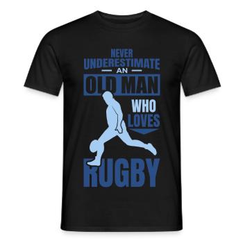Unterschätze nie alte Rugbyspieler - Männer T-Shirt - Schwarz - Vorne - AI Model Male 178 light (178cm)
