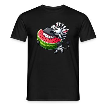 Whimsical Zebra Watermelon Cheerful Teeth Show - Men's T-Shirt - black - Front - AI Model Male 178 light (178cm)