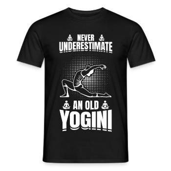 Never underestimate an old yogini - Men's T-Shirt - black - Front - AI Model Male 178 light (178cm)