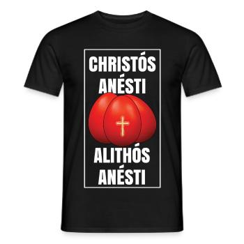 Christos Anesti Alithos Anesti Griechische Osterpascha - Männer T-Shirt - Schwarz - Vorne - AI Model Male 178 light (178cm)