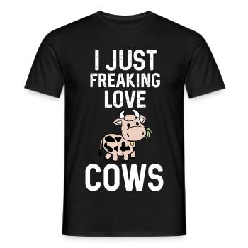 J’adore les dessins animés des vaches - T-shirt homme - noir - Devant - AI Model Male 178 light (178cm)