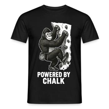 Gorilla Bouldering – Powered by Chalk Saying - Men's T-Shirt - black - Front - AI Model Male 178 light (178cm)