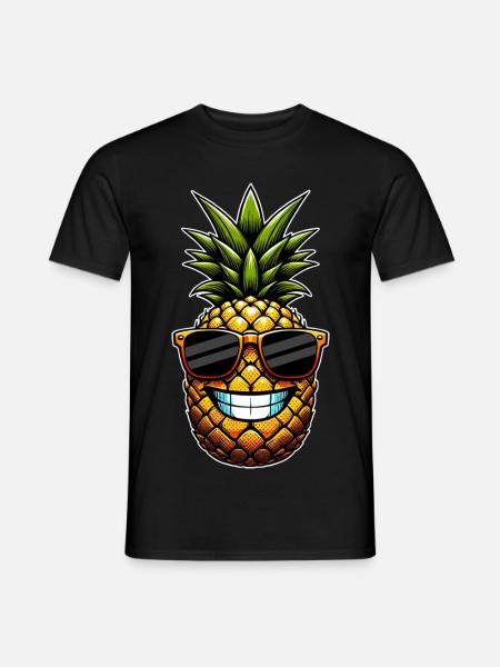 Ananas mit Sonnenbrille - Männer T-Shirt - Schwarz