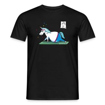 "Fluffy" fat unicorn - Men's T-Shirt - black - Front - AI Model Male 178 light (178cm)