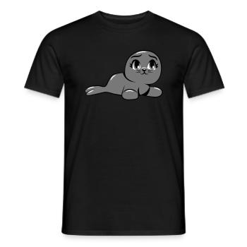 seehund süss baby robbe - Männer T-Shirt - Schwarz - Vorne - AI Model Male 178 light (178cm)