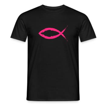 Fisch Christentum Symbol Religion Kirche Rosa - Männer T-Shirt - Schwarz - Vorne - AI Model Male 178 light (178cm)