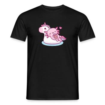 Mignon Axolotl Chilling sur Unicorn Pool Float Summer - T-shirt homme - noir - Devant - AI Model Male 178 light (178cm)