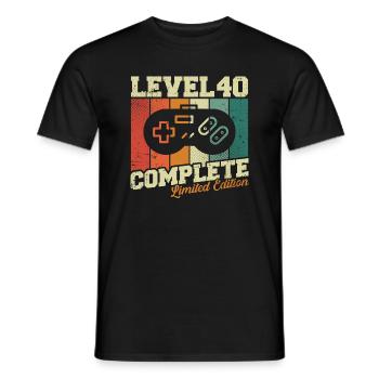 40th Birthday Gift - Level 40 Complete - Men's T-Shirt - black - Front - AI Model Male 178 light (178cm)
