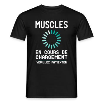 Muscles en Cours de Chargement - Cadeau Humour - T-shirt homme - noir - Devant - AI Model Male 178 light (178cm)
