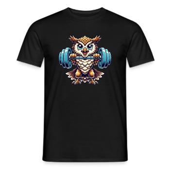 hibou poids haltérophilie fort hibou forme physique - T-shirt homme - noir - Devant - AI Model Male 178 light (178cm)