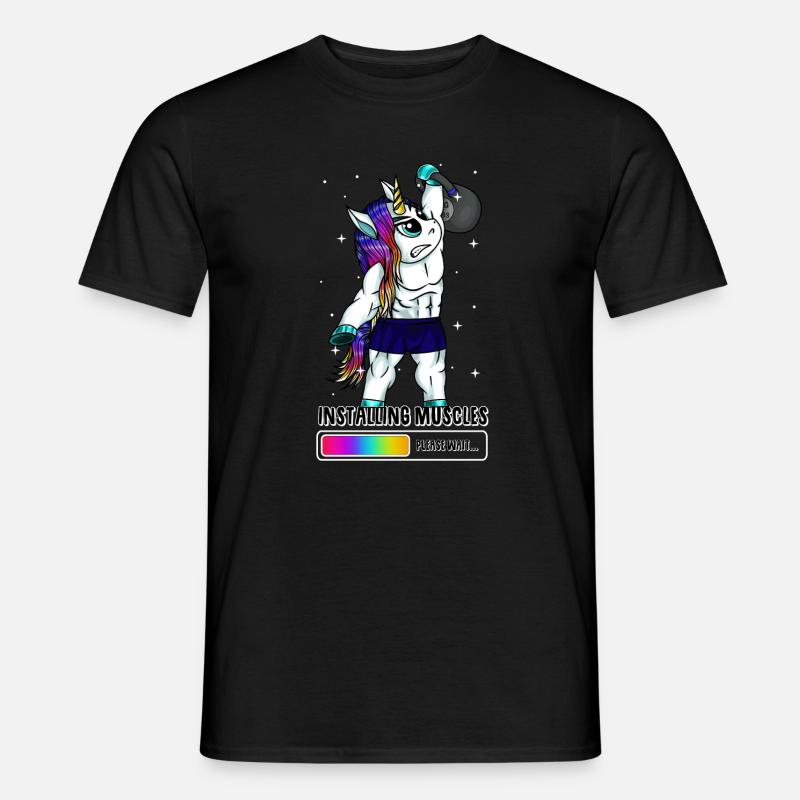 Gewichtheben-Einhorn - Männer T-Shirt - Schwarz