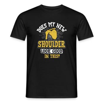 Est-ce que ma nouvelle épaule a l’air bien dans ce - T-shirt homme - noir - Devant - AI Model Male 178 light (178cm)