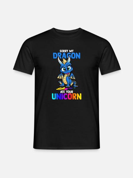 Mi dispiace il mio drago ha mangiato il tuo libro divertente carino unicorno - T-shirt herr - svart