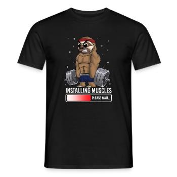 Muskeln installieren Bitte warten Sloth Gym Funny - Männer T-Shirt - Schwarz - Vorne - AI Model Male 178 light (178cm)