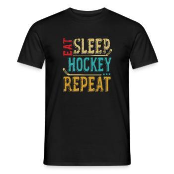 Eat Sleep Hockey Repeat - Amant fou de hockey - T-shirt homme - noir - Devant - AI Model Male 178 light (178cm)