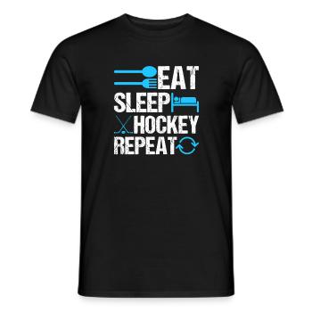 Eat Sleep Hockey Répétition Icône Graphique Cool - T-shirt homme - noir - Devant - AI Model Male 178 light (178cm)