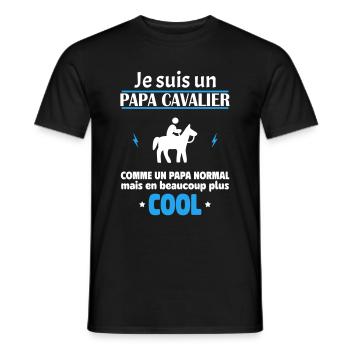 Je suis un papa cavalier, fête des pères, noël - T-shirt homme - noir - Devant - AI Model Male 178 light (178cm)
