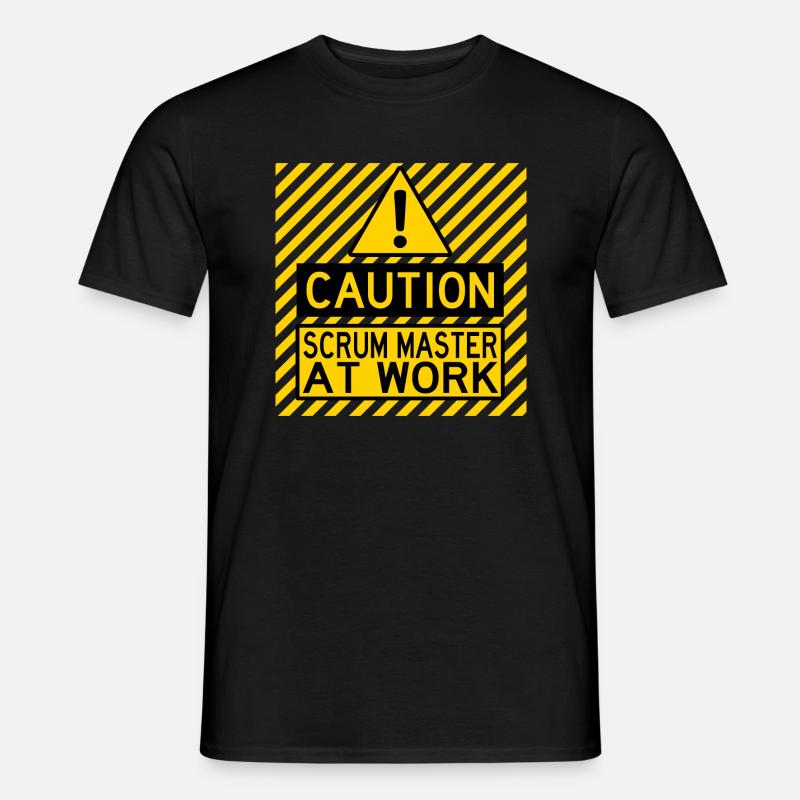 caution scrum master at work - Männer T-Shirt - Schwarz